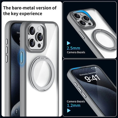 For iPhone 13 Pro Max Case Compatible with MagSafe Kickstand Acrylic+TPU Clear Phone Cover - Grey