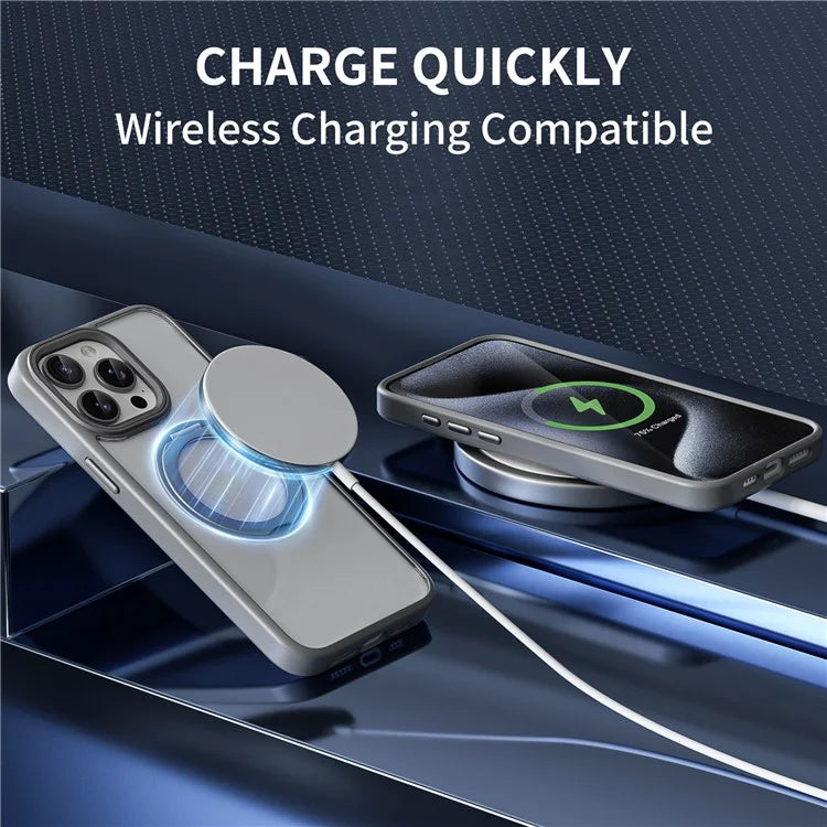 For iPhone 13 Pro Case Hybrid Tough Acrylic+TPU Clear Phone Cover Magnetic Kickstand - Grey