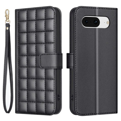 BINFEN COLOR BF34 for Google Pixel 8 Case Square Grid PU Leather Folio Flip Cover