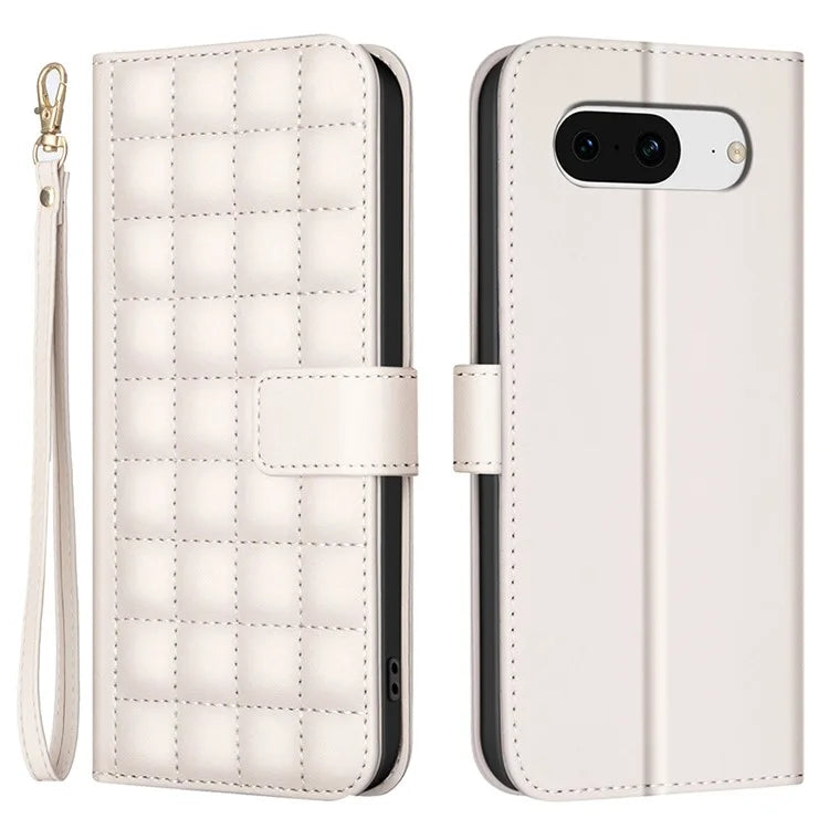 BINFEN COLOR BF34 for Google Pixel 8 Case Square Grid PU Leather Folio Flip Cover