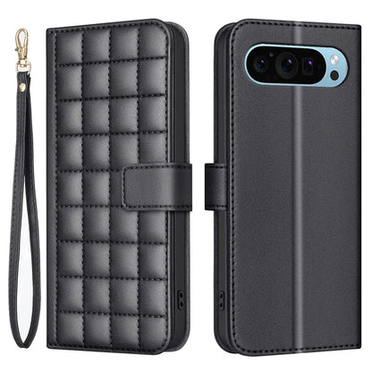 BINFEN COLOR BF34 for Google Pixel 9 Pro Leather Phone Case Square Grid Pattern