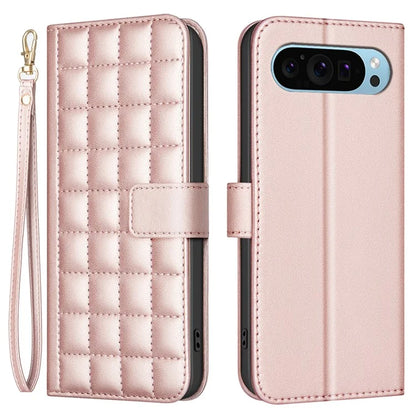 BINFEN COLOR BF34 for Google Pixel 9 Pro Leather Phone Case Square Grid Pattern