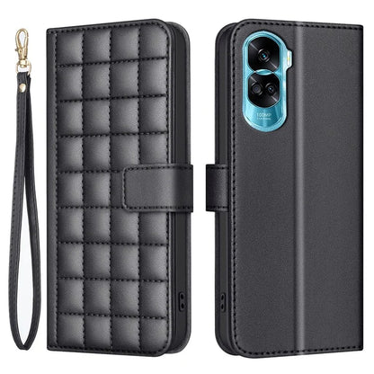 BINFEN COLOR BF34 for Honor X50i 5G / 90 Lite 5G Case Square Grid Pattern Leather Cover