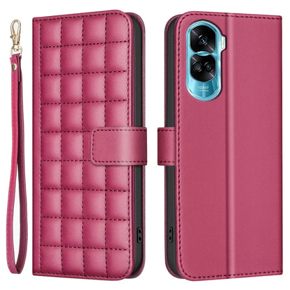 BINFEN COLOR BF34 for Honor X50i 5G / 90 Lite 5G Case Square Grid Pattern Leather Cover