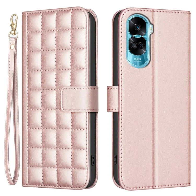 BINFEN COLOR BF34 for Honor X50i 5G / 90 Lite 5G Case Square Grid Pattern Leather Cover