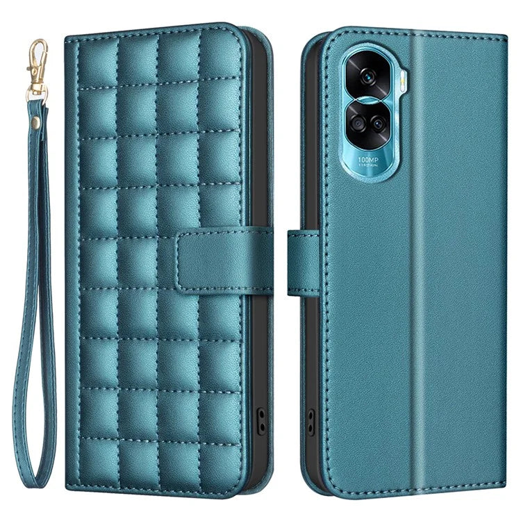 BINFEN COLOR BF34 for Honor X50i 5G / 90 Lite 5G Case Square Grid Pattern Leather Cover