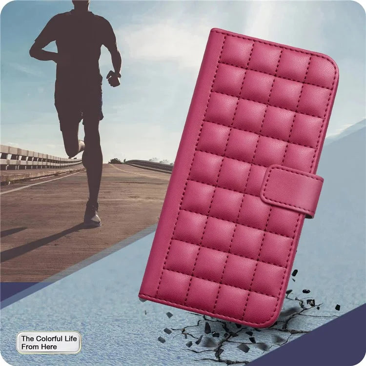BINFEN COLOR BF34 for Honor 200 Lite Case Square Grid PU Leather Protective Cover