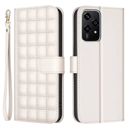 BINFEN COLOR BF34 for Honor 200 Lite Case Square Grid PU Leather Protective Cover