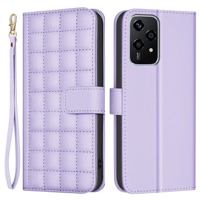 BINFEN COLOR BF34 for Honor 200 Lite Case Square Grid PU Leather Protective Cover