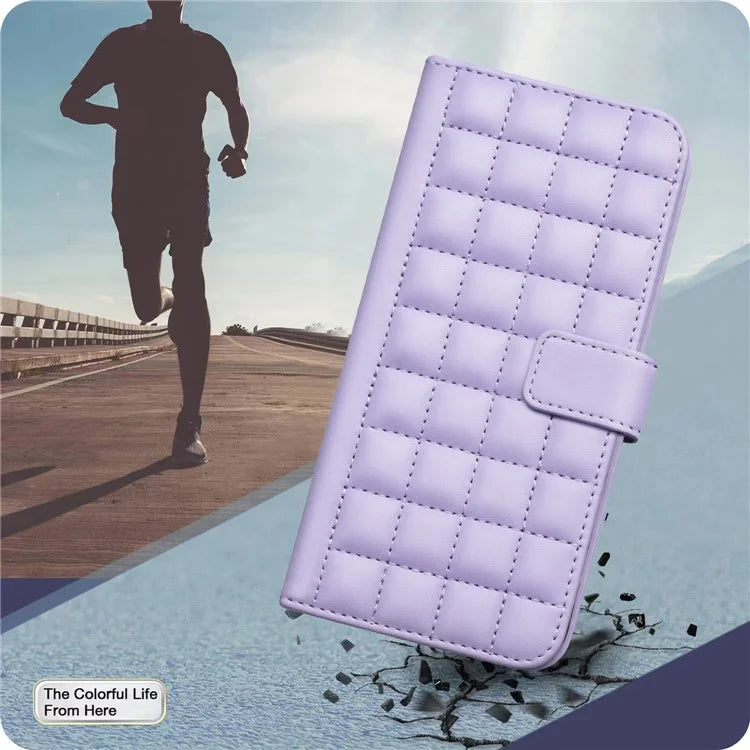 BINFEN COLOR BF34 for Honor 200 Lite Case Square Grid PU Leather Protective Cover