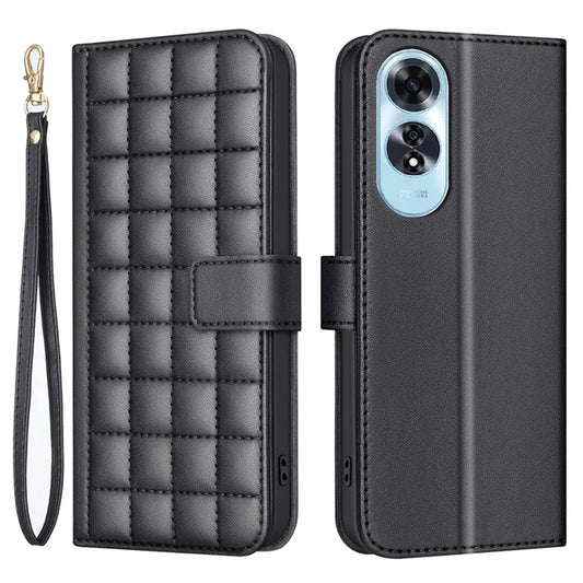BINFEN COLOR BF34 for Oppo A60 4G Wallet Case PU Leather Square Grid Phone Cover