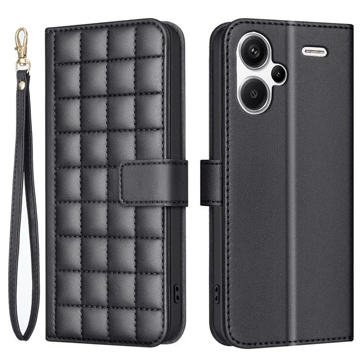 BINFEN COLOR BF34 for Xiaomi Redmi Note 13 Pro+ 5G Case Square Grid PU Leather Cover