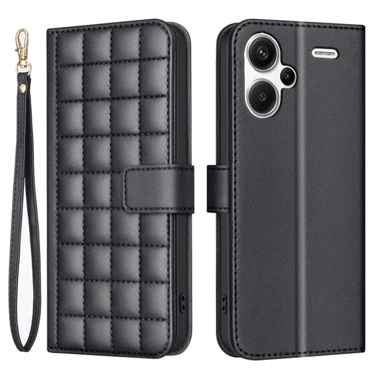 BINFEN COLOR BF34 for Xiaomi Redmi Note 13 Pro+ 5G Case Square Grid PU Leather Cover