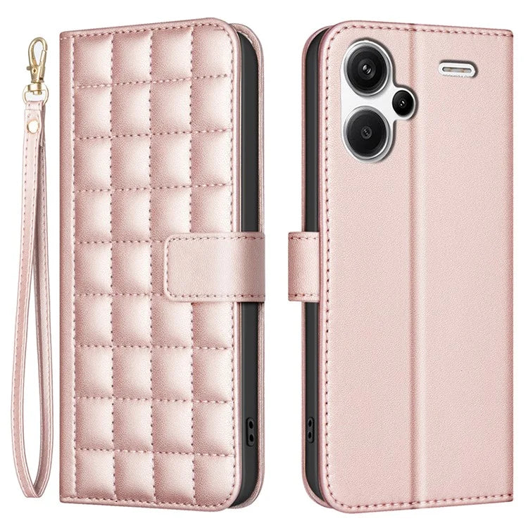 BINFEN COLOR BF34 for Xiaomi Redmi Note 13 Pro+ 5G Case Square Grid PU Leather Cover