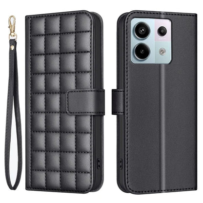 BINFEN COLOR BF34 for Xiaomi Poco X6 5G / Redmi Note 13 Pro 5G Leather Case Wallet Square Grid