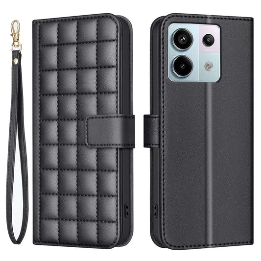 BINFEN COLOR BF34 for Xiaomi Poco X6 5G / Redmi Note 13 Pro 5G Leather Case Wallet Square Grid