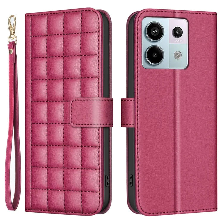 BINFEN COLOR BF34 for Xiaomi Poco X6 5G / Redmi Note 13 Pro 5G Leather Case Wallet Square Grid