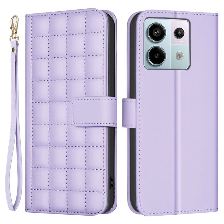 BINFEN COLOR BF34 for Xiaomi Poco X6 5G / Redmi Note 13 Pro 5G Leather Case Wallet Square Grid