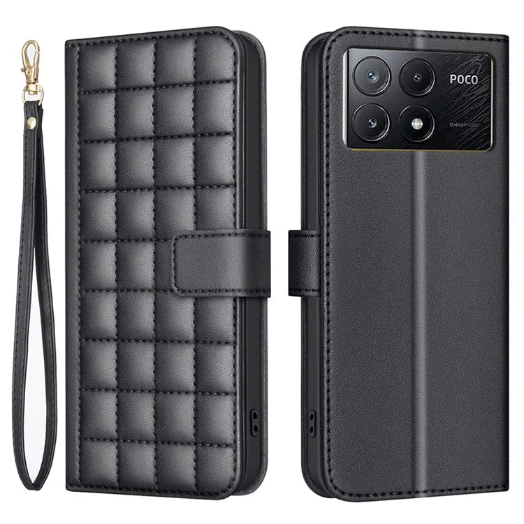 BINFEN COLOR BF34 for Xiaomi Poco X6 Pro 5G / Redmi K70E 5G Leather Phone Case Square Grid