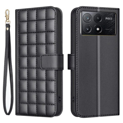 BINFEN COLOR BF34 for Xiaomi Poco X6 Pro 5G / Redmi K70E 5G Leather Phone Case Square Grid