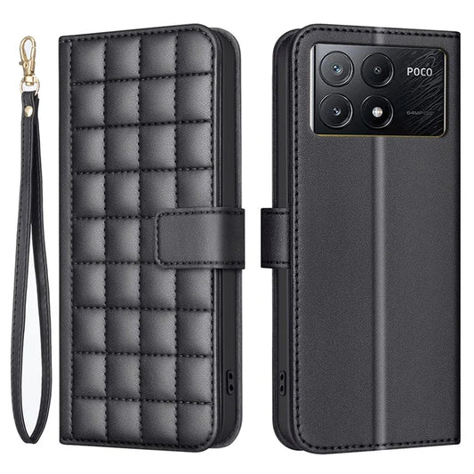 BINFEN COLOR BF34 for Xiaomi Poco X6 Pro 5G / Redmi K70E 5G Leather Phone Case Square Grid