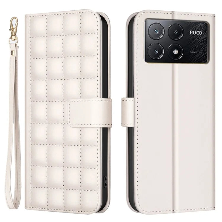 BINFEN COLOR BF34 for Xiaomi Poco X6 Pro 5G / Redmi K70E 5G Leather Phone Case Square Grid