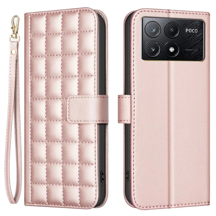 BINFEN COLOR BF34 for Xiaomi Poco X6 Pro 5G / Redmi K70E 5G Leather Phone Case Square Grid