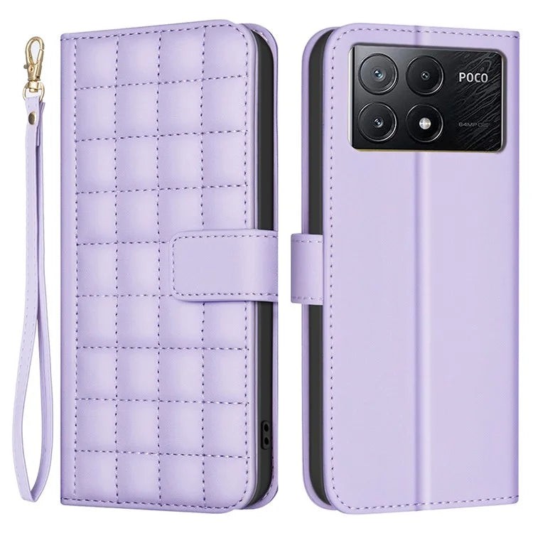 BINFEN COLOR BF34 for Xiaomi Poco X6 Pro 5G / Redmi K70E 5G Leather Phone Case Square Grid