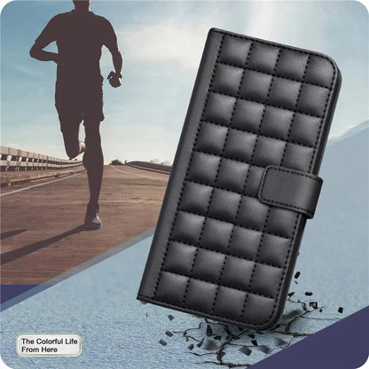 BINFEN COLOR BF34 for iPhone 14 Pro Max Case Square Grid Pattern Wallet Leather Cover