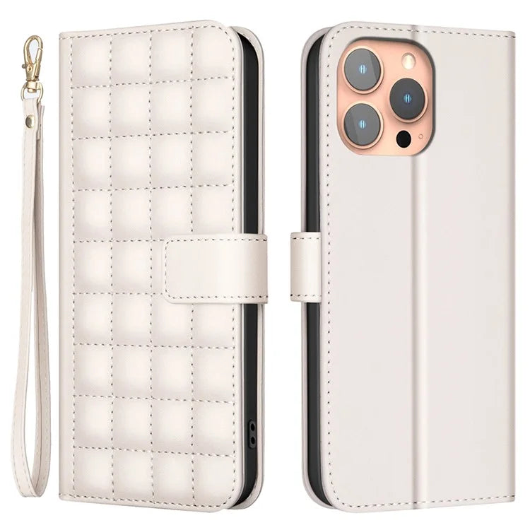 BINFEN COLOR BF34 for iPhone 14 Pro Max Case Square Grid Pattern Wallet Leather Cover