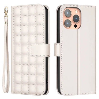 BINFEN COLOR BF34 for iPhone 14 Pro Max Case Square Grid Pattern Wallet Leather Cover
