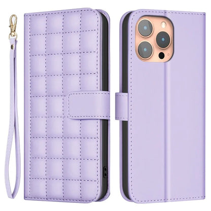 BINFEN COLOR BF34 for iPhone 14 Pro Max Case Square Grid Pattern Wallet Leather Cover