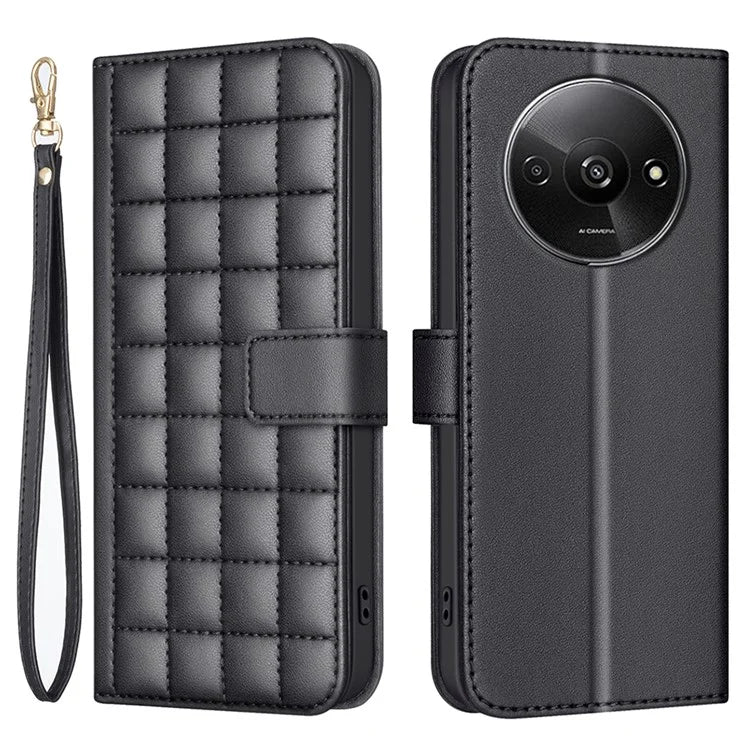 BINFEN COLOR BF34 for Xiaomi Poco C61 4G / Redmi A3 4G Case Square Grid Leather Phone Cover