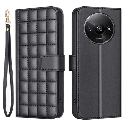 BINFEN COLOR BF34 for Xiaomi Poco C61 4G / Redmi A3 4G Case Square Grid Leather Phone Cover