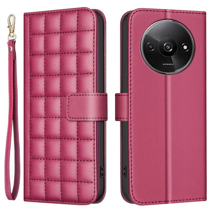 BINFEN COLOR BF34 for Xiaomi Poco C61 4G / Redmi A3 4G Case Square Grid Leather Phone Cover