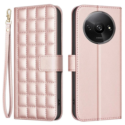 BINFEN COLOR BF34 for Xiaomi Poco C61 4G / Redmi A3 4G Case Square Grid Leather Phone Cover