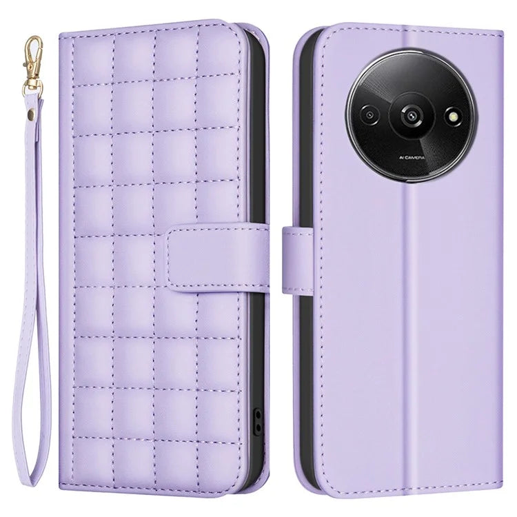 BINFEN COLOR BF34 for Xiaomi Poco C61 4G / Redmi A3 4G Case Square Grid Leather Phone Cover