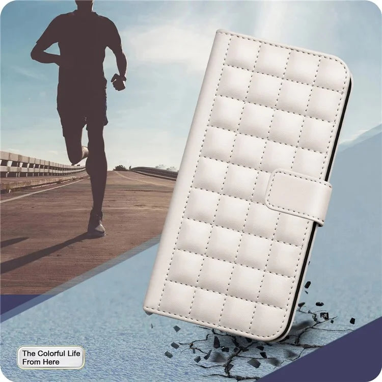 BINFEN COLOR BF34 for iPhone 14 Pro Case Full Protection Square Grid Leather Cover