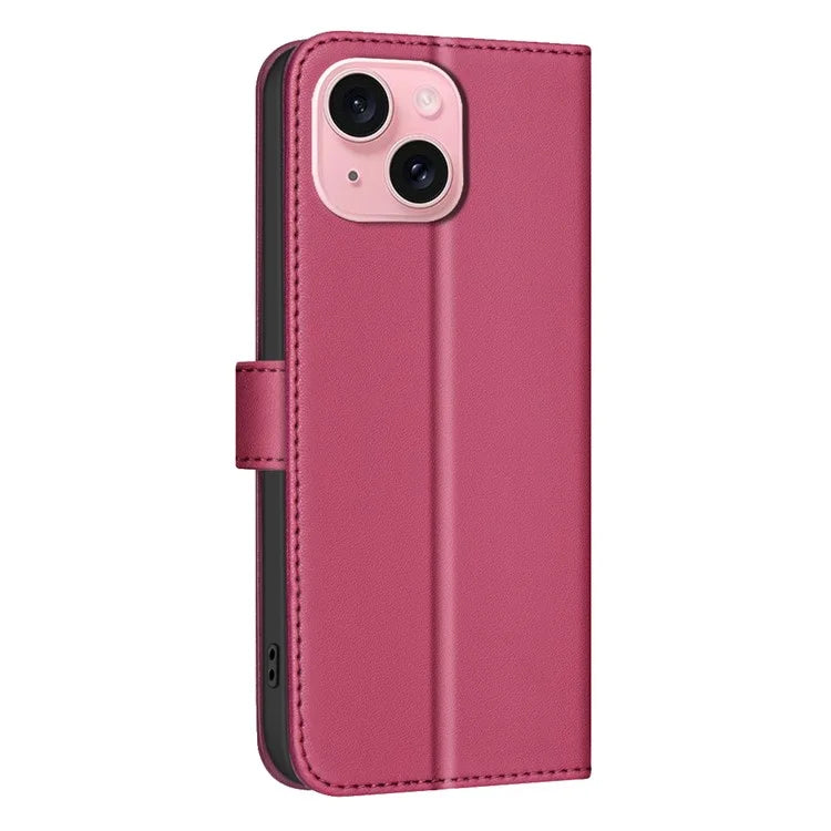 BINFEN COLOR BF34 for iPhone 15 Case PU Leather Square Grid Pattern Phone Cover