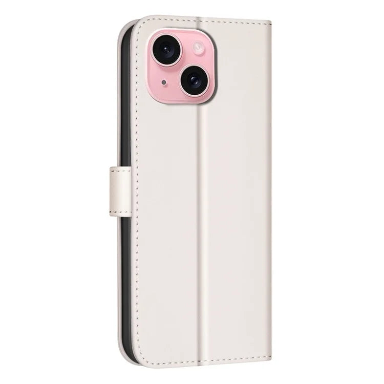 BINFEN COLOR BF34 for iPhone 15 Case PU Leather Square Grid Pattern Phone Cover
