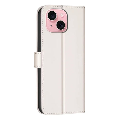 BINFEN COLOR BF34 for iPhone 15 Case PU Leather Square Grid Pattern Phone Cover