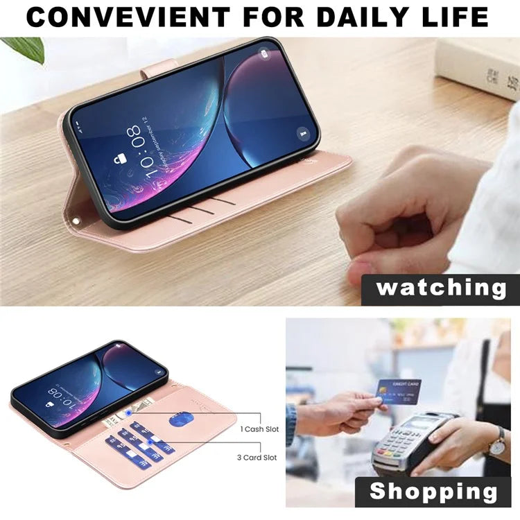BINFEN COLOR BF34 for iPhone 15 Case PU Leather Square Grid Pattern Phone Cover