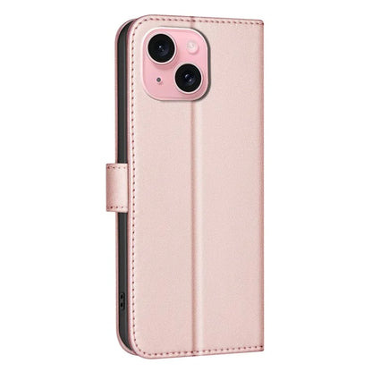BINFEN COLOR BF34 for iPhone 15 Case PU Leather Square Grid Pattern Phone Cover