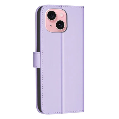 BINFEN COLOR BF34 for iPhone 15 Case PU Leather Square Grid Pattern Phone Cover