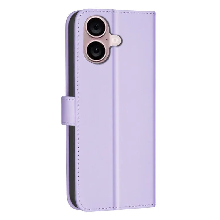 BINFEN COLOR BF34 for iPhone 16 Plus Wallet Case Square Grid PU Leather Phone Cover