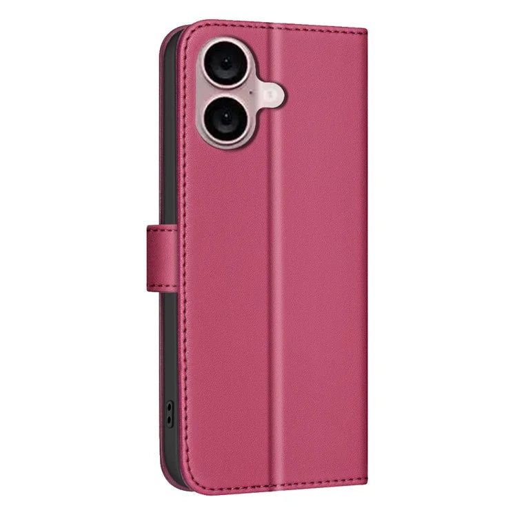 BINFEN COLOR BF34 for iPhone 16 Case Square Grid Pattern Leather Cover with Hand Strap