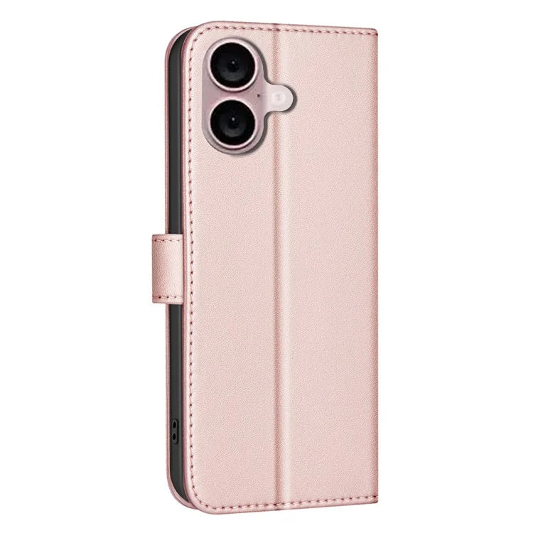BINFEN COLOR BF34 for iPhone 16 Case Square Grid Pattern Leather Cover with Hand Strap