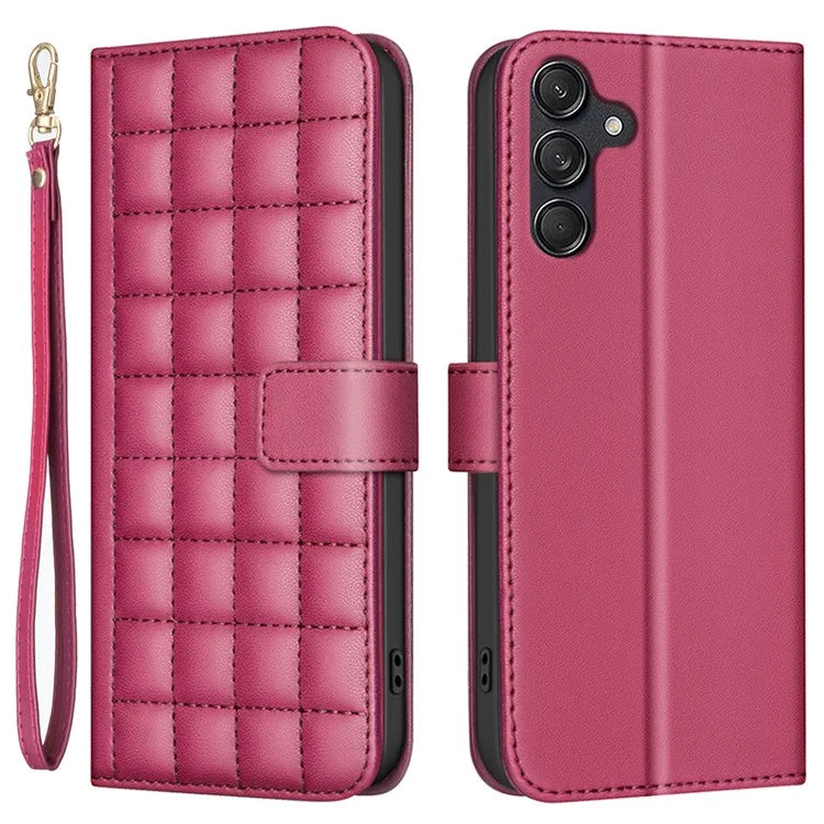 BINFEN COLOR BF34 for Samsung Galaxy A55 5G Leather Case Square Grid Pattern Cover