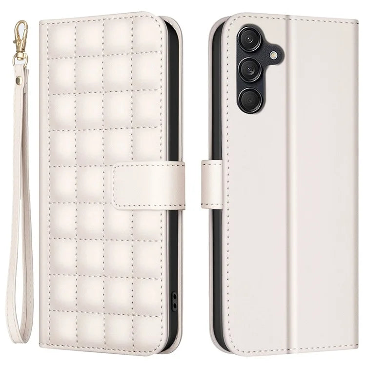 BINFEN COLOR BF34 for Samsung Galaxy A55 5G Leather Case Square Grid Pattern Cover