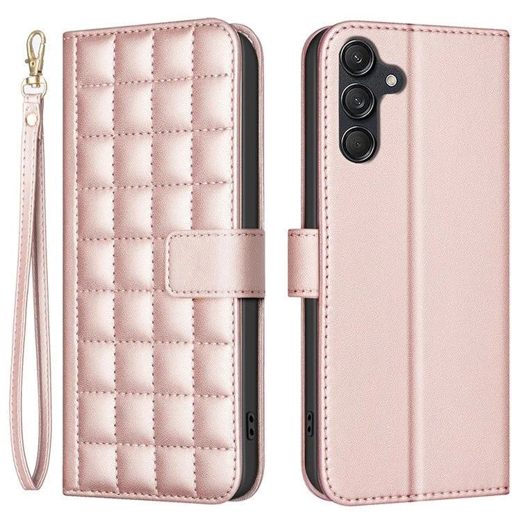 BINFEN COLOR BF34 for Samsung Galaxy A55 5G Leather Case Square Grid Pattern Cover